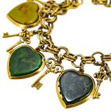 Vintage Bakelite Heart & Key Charm Bracelet - MCM Victorian Revival – Rare collectible vintage item 