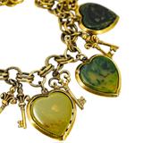 Vintage Bakelite Heart & Key Charm Bracelet - MCM Victorian Revival – Rare collectible vintage item 