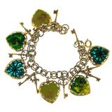 Vintage Bakelite Heart & Key Charm Bracelet - MCM Victorian Revival – Rare collectible vintage item 