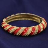 Vintage 1980s Les Bernard Red Enamel & Crystal Swirl Bangle Bracelet – Collectible vintage designer item