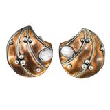 Vintage Wolf Dosch Sterling Copper Clip Earrings Modernist Mixed Metals 1.5” Signed – Estate Find