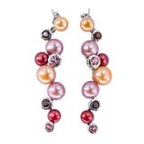 Honora 925 Sterling Silver Freshwater Pearl Garnet Drop Earrings 2” – Collectible designer item - retired