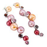 Honora 925 Sterling Silver Freshwater Pearl Garnet Drop Earrings 2” – Collectible designer item - retired