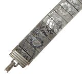 Vintage Mid-Century Engraved Floral Silver Tone Panel Bracelet Mesh Back – Vintage item