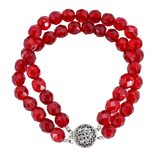 Red Faceted Glass Beaded Bracelet With Filigree Sterling Clasp – OOAK - Unique one of a kind item handmade by A World Of Things made using recycled materials 