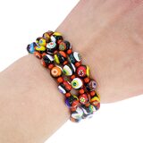 Triple 3 Strand Vintage Venetian Millefiori Glass Bead Bracelet W Red Spacers – Estate Find
