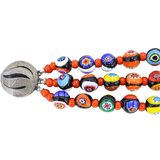 Triple 3 Strand Vintage Venetian Millefiori Glass Bead Bracelet W Red Spacers – Estate Find