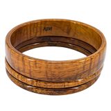 Vintage Hawaiian Koa Wood Bangle Bracelet Set – 3 Stacking Bangles Tiger Grain Koa – Collectible vintage item