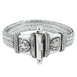 Rathod Arts Kolhapur Woven Silver Bracelet Screw Pin Closure Statement 78g – Studio made / small batch item  - Estate find