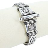 Rathod Arts Kolhapur Woven Silver Bracelet Screw Pin Closure Statement 78g – Studio made / small batch item  - Estate find