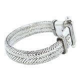 Rathod Arts Kolhapur Woven Silver Bracelet Screw Pin Closure Statement 78g – Studio made / small batch item  - Estate find