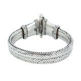 Rathod Arts Kolhapur Woven Silver Bracelet Screw Pin Closure Statement 78g – Studio made / small batch item  - Estate find