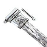Rathod Arts Kolhapur Woven Silver Bracelet Screw Pin Closure Statement 78g – Studio made / small batch item  - Estate find