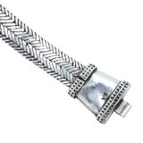 Rathod Arts Kolhapur Woven Silver Bracelet Screw Pin Closure Statement 78g – Studio made / small batch item  - Estate find