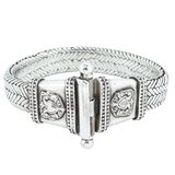 Rathod Arts Kolhapur Woven Silver Bracelet Screw Pin Closure Statement 78g – Studio made / small batch item  - Estate find