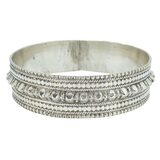 Vintage 50g Kolhapur Tribal Silver Bangle - Granulated "Gajra" Motif - Indian Export – OOAK - Unique one of a kind artisan item