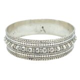 Vintage 50g Kolhapur Tribal Silver Bangle - Granulated "Gajra" Motif - Indian Export – OOAK - Unique one of a kind artisan item