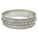 Vintage 50g Kolhapur Tribal Silver Bangle - Granulated "Gajra" Motif - Indian Export – OOAK - Unique one of a kind artisan item
