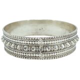 Vintage 50g Kolhapur Tribal Silver Bangle - Granulated "Gajra" Motif - Indian Export – OOAK - Unique one of a kind artisan item