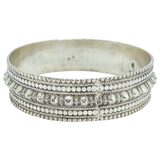 Vintage 50g Kolhapur Tribal Silver Bangle - Granulated "Gajra" Motif - Indian Export – OOAK - Unique one of a kind artisan item