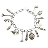 Vintage Sterling Silver Charm Bracelet 34g - Wild West / Western Figural Charms – OOAK - Unique one of a kind artisan item