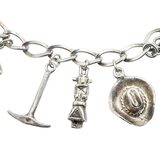 Vintage Sterling Silver Charm Bracelet 34g - Wild West / Western Figural Charms – OOAK - Unique one of a kind artisan item