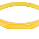 Vintage Bakelite Bangle – Yellow Octagonal Bracelet, 2.5” Inner Diameter, Tested – Collectible vintage item