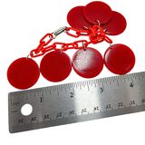 Vintage MOD Red Galalith Disk Charm Bracelet on Plastic Chain – Geometric Statement – Rare collectible vintage item 