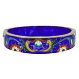 Vintage Chinese Cloisonné Hinged Bangle Bracelet Cobalt Blue Enamel Brass 2.5” – Estate Find