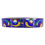 Vintage Chinese Cloisonné Hinged Bangle Bracelet Cobalt Blue Enamel Brass 2.5” – Estate Find