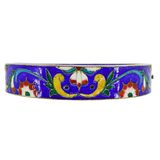Vintage Chinese Cloisonné Hinged Bangle Bracelet Cobalt Blue Enamel Brass 2.5” – Estate Find