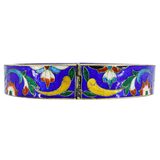 Vintage Chinese Cloisonné Hinged Bangle Bracelet Cobalt Blue Enamel Brass 2.5” – Estate Find