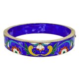 Vintage Chinese Cloisonné Hinged Bangle Bracelet Cobalt Blue Enamel Brass 2.5” – Estate Find