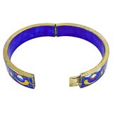 Vintage Chinese Cloisonné Hinged Bangle Bracelet Cobalt Blue Enamel Brass 2.5” – Estate Find