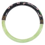 Vintage Cloisonne Green Stone Bangle Bracelet Floral 2.5” Chinese Export – Estate Find