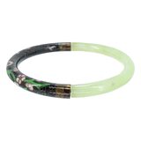 Vintage Cloisonne Green Stone Bangle Bracelet Floral 2.5” Chinese Export – Estate Find