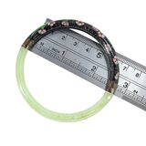 Vintage Cloisonne Green Stone Bangle Bracelet Floral 2.5” Chinese Export – Estate Find