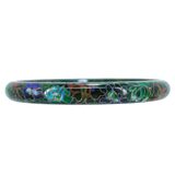Vintage Chinese Cloisonne Bangle Bracelet Marbled Mottled Green Enamel Floral 2.5” – Estate Find