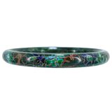 Vintage Chinese Cloisonne Bangle Bracelet Marbled Mottled Green Enamel Floral 2.5” – Estate Find