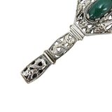 Vintage Ethnographic White Metal Bracelet Green Aventurine Cabochons Filigree – Collectible vintage item