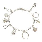 Vintage Sterling Silver Charm Bracelet Musical Sports Love Faith Lucky Symbols – Collectible vintage item