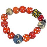 Vintage Antique Venetian Red Skunk And Other Collectible Trade Beads Bracelet – Collectible vintage item