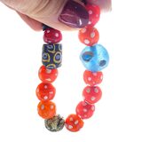 Vintage Antique Venetian Red Skunk And Other Collectible Trade Beads Bracelet – Collectible vintage item