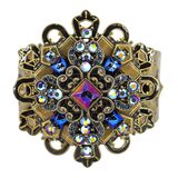 Early Studio Signed Sweet Romance Peacock Midnight Cross Cuff Bracelet In Bronze Finish – Collectible designer item - retired