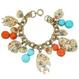 Mid Century Charm Bracelet Nautical Fishes Shells Lucite Coral And Turquoise Motifs – Vintage item