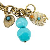 Mid Century Charm Bracelet Nautical Fishes Shells Lucite Coral And Turquoise Motifs – Vintage item