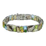 Sterling Silver Natural Multi Gemstone Bracelet Chrome Diopside Quartz Citrine Topaz LARGE – Estate Find
