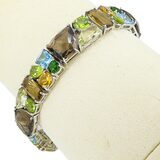 Sterling Silver Natural Multi Gemstone Bracelet Chrome Diopside Quartz Citrine Topaz LARGE – Estate Find