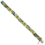 Sterling Silver Natural Multi Gemstone Bracelet Chrome Diopside Quartz Citrine Topaz LARGE – Estate Find