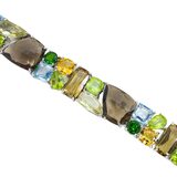 Sterling Silver Natural Multi Gemstone Bracelet Chrome Diopside Quartz Citrine Topaz LARGE – Estate Find